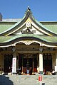 The haiden at Nambayasaka, a Shinto shrine in Naniwa-ku, Osaka.