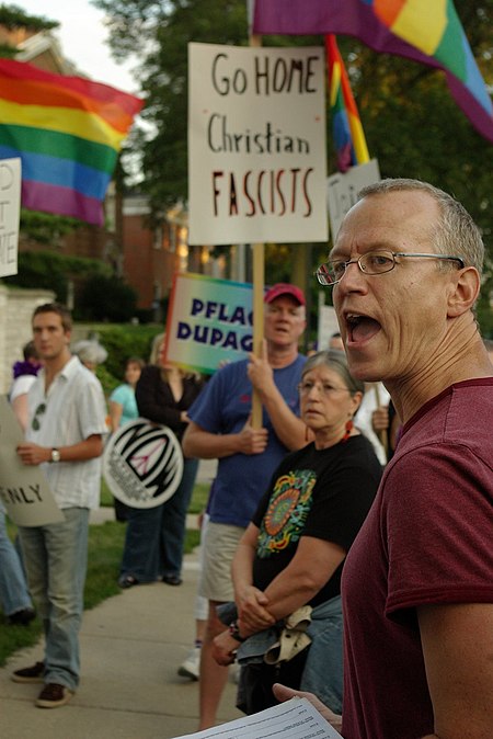 GLN activist Andy Thayer speaking at Exodus protest (3748521496).jpg