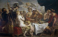 Banquete de bodas de Peleo, donde las diosas se disputaron la manzana de Discordia, germen de la guerra de Troya. Jordaens, 1633.
