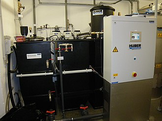 Grey water treatment plant with membrane bioreactor in the basement of an office building in Frankfurt Greywater treatment plant (5729648031).jpg