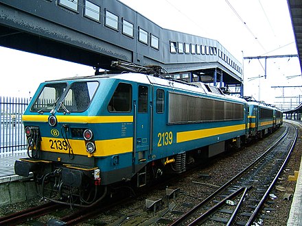 Oostende with a NMBS Class 21. HLE 2139 Oostende.jpg