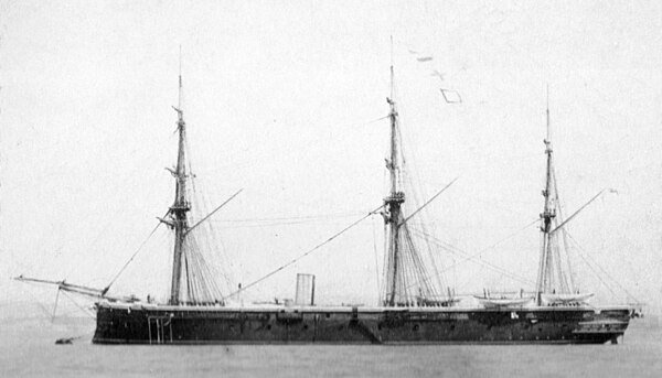 Battleship HMS Defence of 1861, as she appeared from 1866