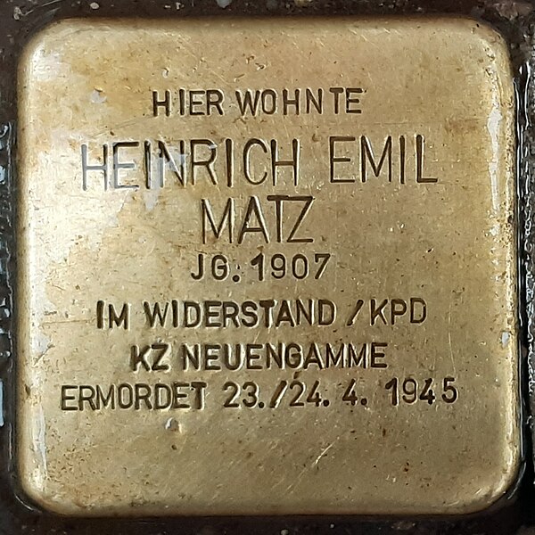 File:Heinrich Emil Matz - Bartelsstraße 53 (Hamburg-Sternschanze).Stolperstein.nnw.jpg