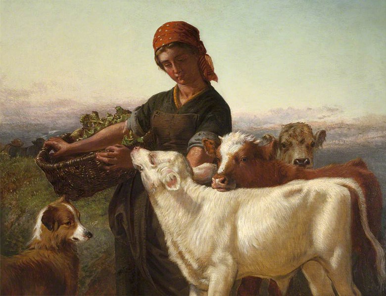 File:Henry Hetherington Emmerson (1831-1895) - A Farm Girl with Three Calves and 'Silky' - 1230458 - National Trust.jpg