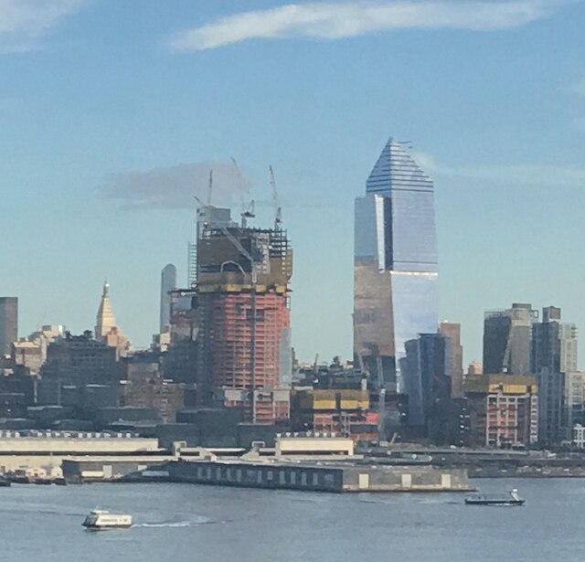 30 Hudson Yards (left, under construction), and 10 Hudson Yards (right, completed) in February 2017