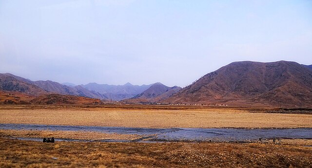 Landscape near Koksan in North Hwanghae Province, North Korea.