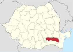 Administrative map of Romania with Ialomița county highlighted