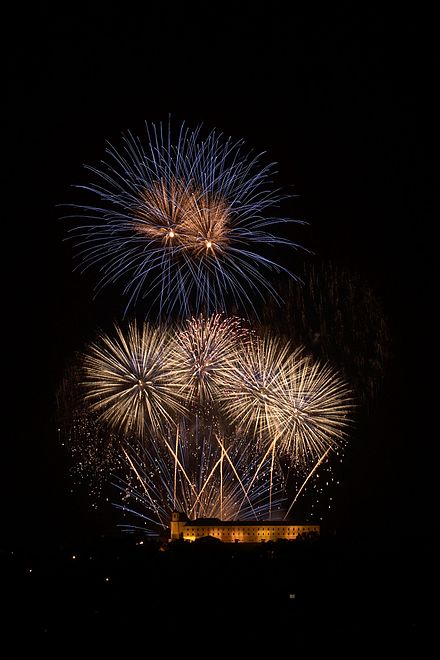 Ignis Brunensis, fireworks show above the Špilberk Castle.