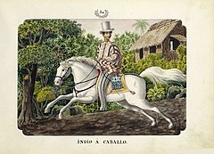 Native riding a horse by José Honorato Lozano
