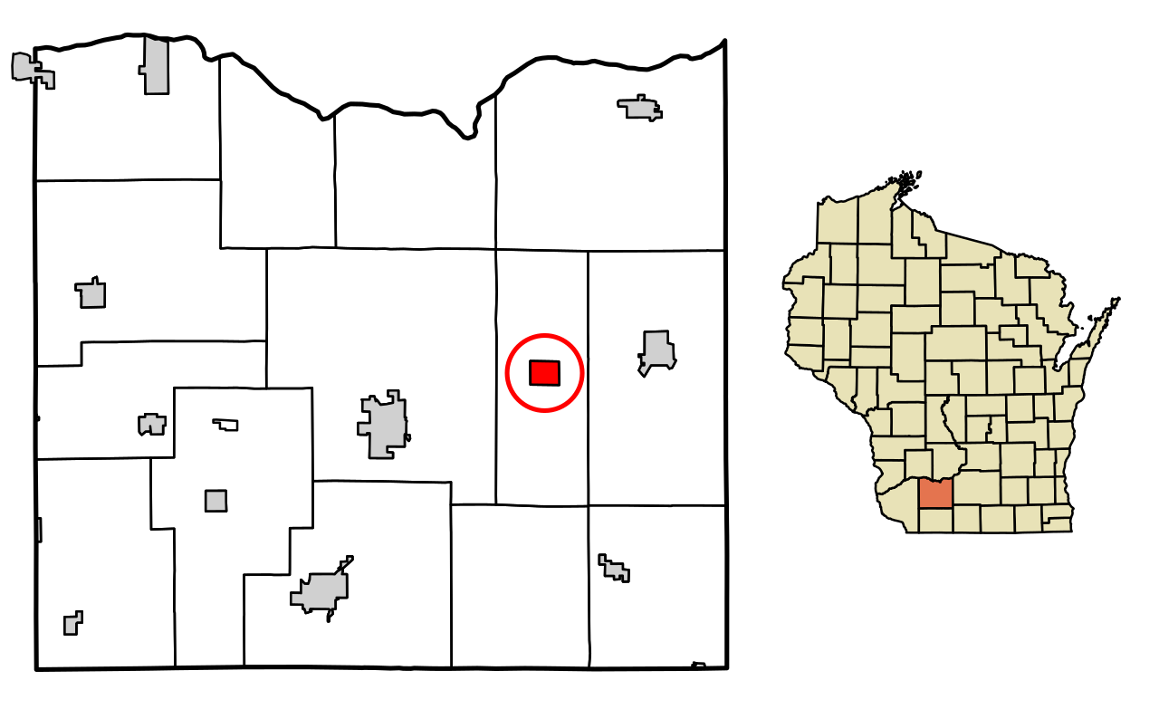 Location of Ridgeway in Iowa County, Wisconsin.