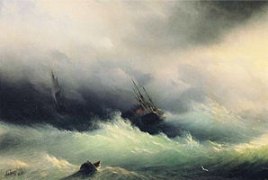 Stormy sea label QS:Len,"Stormy sea" label QS:Lpl,"Sztormowe morze" label QS:Lru,"Бурное море" , 1860. Private collection institution QS:P195,Q768717