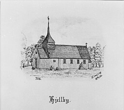 Kyrkan på teckning från 1888.