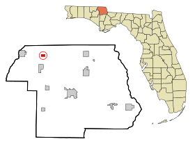 Jackson County Florida Incorporated and Unincorporated areas Campbellton Highlighted.svg