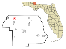 Jackson County Florida Incorporated und Unincorporated Gebiete Campbellton Highlighted.svg