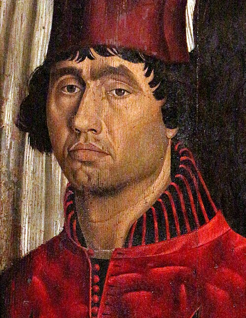 Detail from the St. Vincent Panels by Nuno Gonçalves, often believed to be a portrait of John of Reguengos, the Constable Prince.
