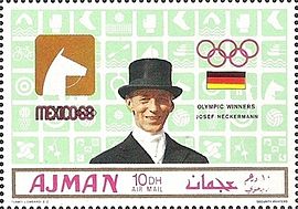Josef Neckermann 1969 Ajman stamp.jpg