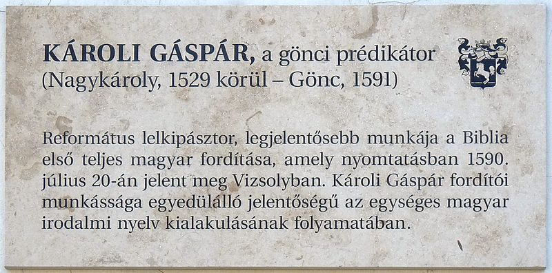 File:Károli Gáspár plaque Bp21 Károli Gáspár13.jpg