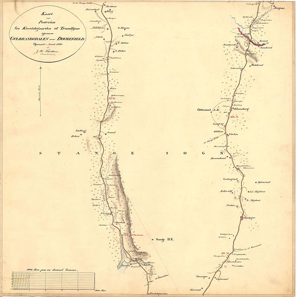 File:Kartblad nr 1- Kaart over Postveien fra Korsødegaarden til Trondhjem igjennom Gulbrandsdalen over Dovrefjeld, , 1820.jpg