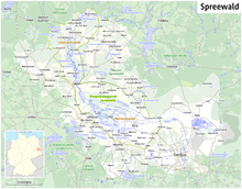 Lage der Heideseen am Nordrand des Spreewalds