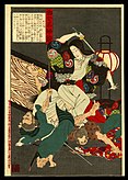 Kasuga no Tsubone fighting robbers - Adachi Ginko (c.1880)