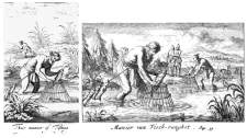 "Their manner of Fishing". Engravings from the 1681 (English) and 1692 (Dutch) editions of An Historical Relation