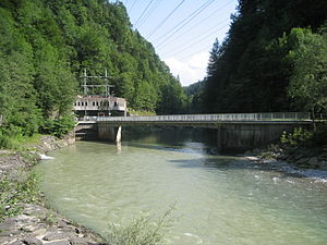 Langenegg power plant from the route of the former Bregenzerwaldbahn