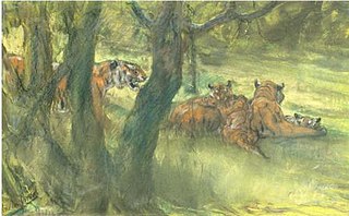 Landscape with Tiger and Cubs - John Macallan Swan - ABDAG003745
