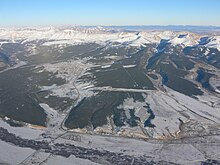 Aerial view of Lake County Airport and Leadville, December 2006