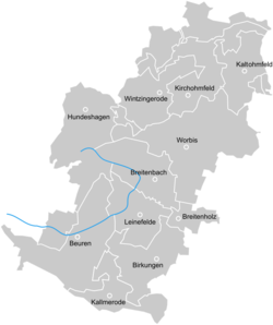 Ortsteile von Leinefelde-Worbis (anklickbare Karte)