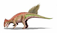 Artis rekonstruksi dinosaurus ceratopsian Liaoceratops yanzigouensis