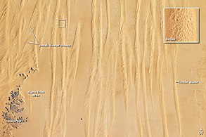Узор дюн в Великом песчаном море, Египет. NASA Earth Observatory