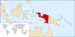 Location of West New Guinea in Oceania.