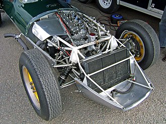 Lotus 16 shaped by Charlie Williams not Frank Costin Lotus 16 engine Donington 2007.jpg