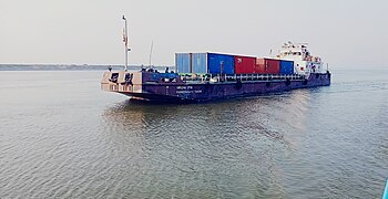 MV Rabindranath Tagore with fertilizer of IFFCO passed Karagola in Katihar, Bihar.jpg