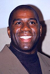 Magic Johnson (pictured here in 1999) sponsored the event in the 1990s. Magic Johnson 1999.jpg