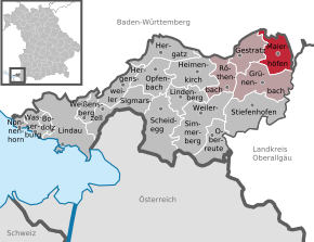 Poziția Maierhöfen pe harta districtului Lindau