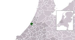 Posição destacada de Katwijk em um mapa municipal da Holanda do Sul