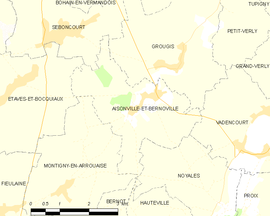 Mapa obce Aisonville-et-Bernoville