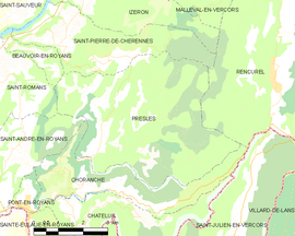 Mapa obce Presles