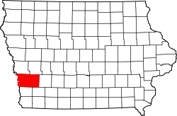 Karte von Pottawattamie County innerhalb von Iowa