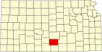 Map of Kanzas highlighting Kingman County