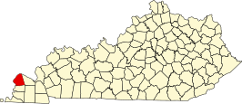 Locatie van Ballard County in Kentucky