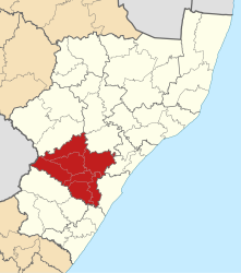 Mapa de KwaZulu-Natal com uMgungundlovu em destaque (2016) .svg