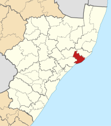 Mapa KwaZulu-Natal z zaznaczonym uMhlathuze (2016) .svg