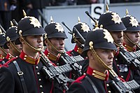 Marines wearing the full dress uniform during the annual parade on Prinsjesdag.