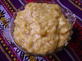 Mazamorra de calabaza, a Peruvian dessert that's popular in the Huánuco region. It is made with pumpkin