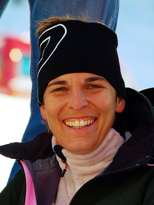 Michaela Dorfmeister invited as guest of honour during the Austrian Alpine skiing Junior Championships in Lackenhof in January 2008.