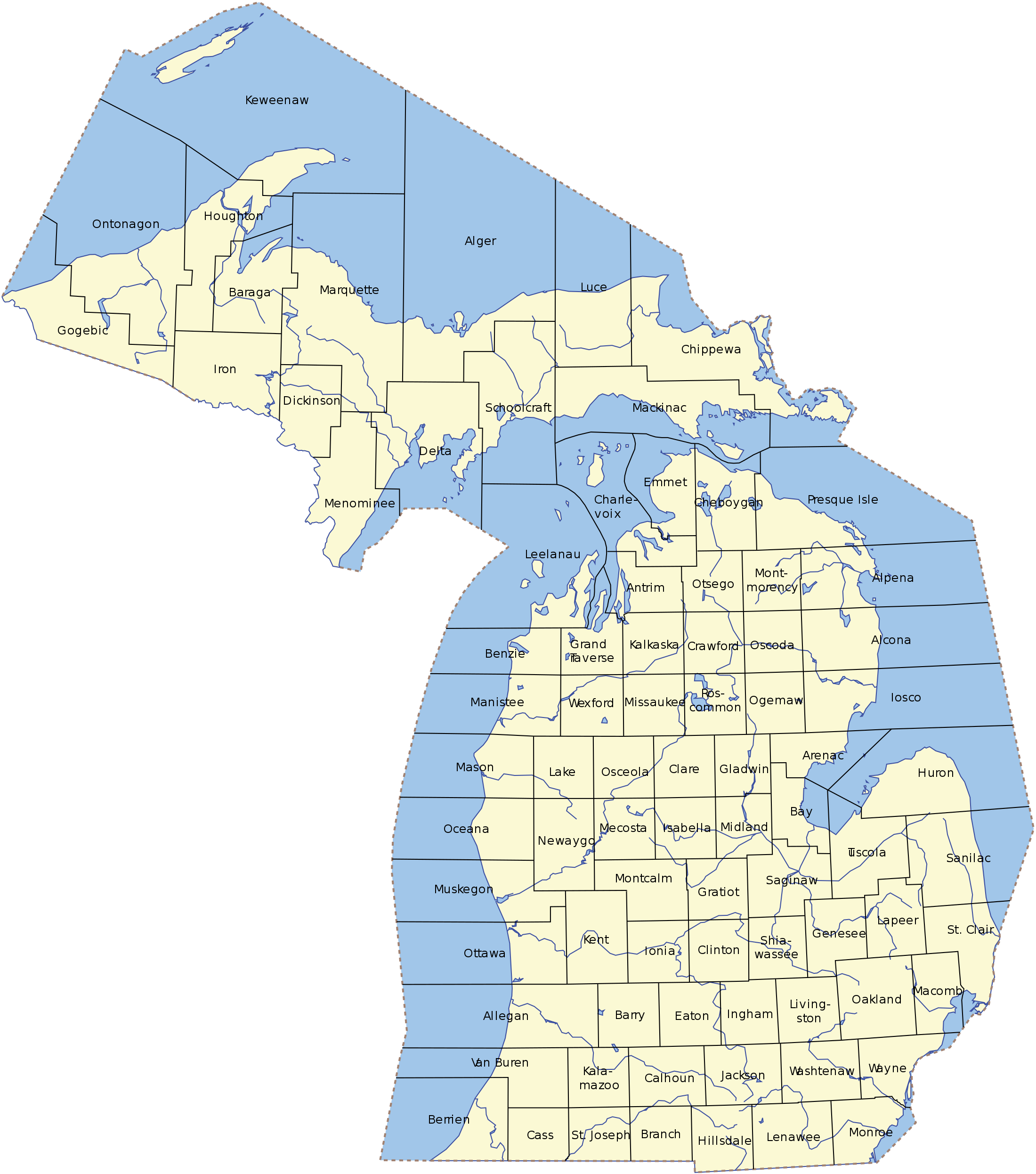 Counties of the Thumb of Michigan.