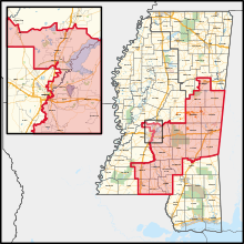 Description de l'image Mississippi's 3rd congressional district in Jackson (since 2023).svg.