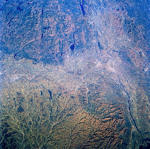 Image of the Mohawk and Hudson valleys from Space Shuttle Challenger.